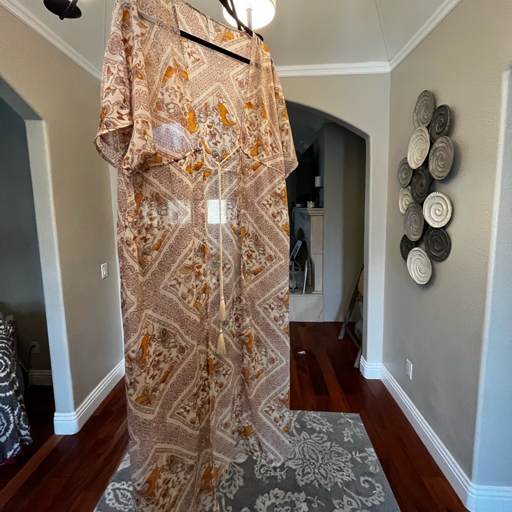 Xhilaration Paisley Swim Coverup in Brown and Orange